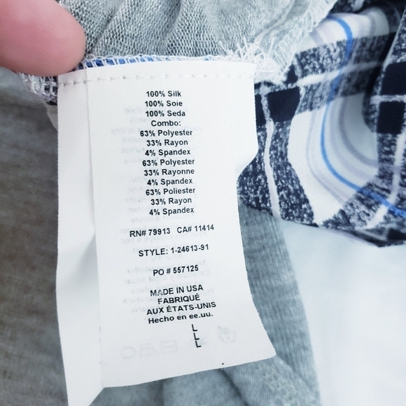 Liquid New York Silk Plaid Blouse w/Roll Tab Sleeves Lightweight - Picture 9 of 9